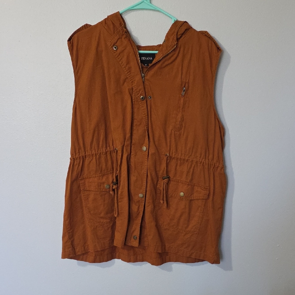 Zenana Outfitters Orange Hooded Jacket